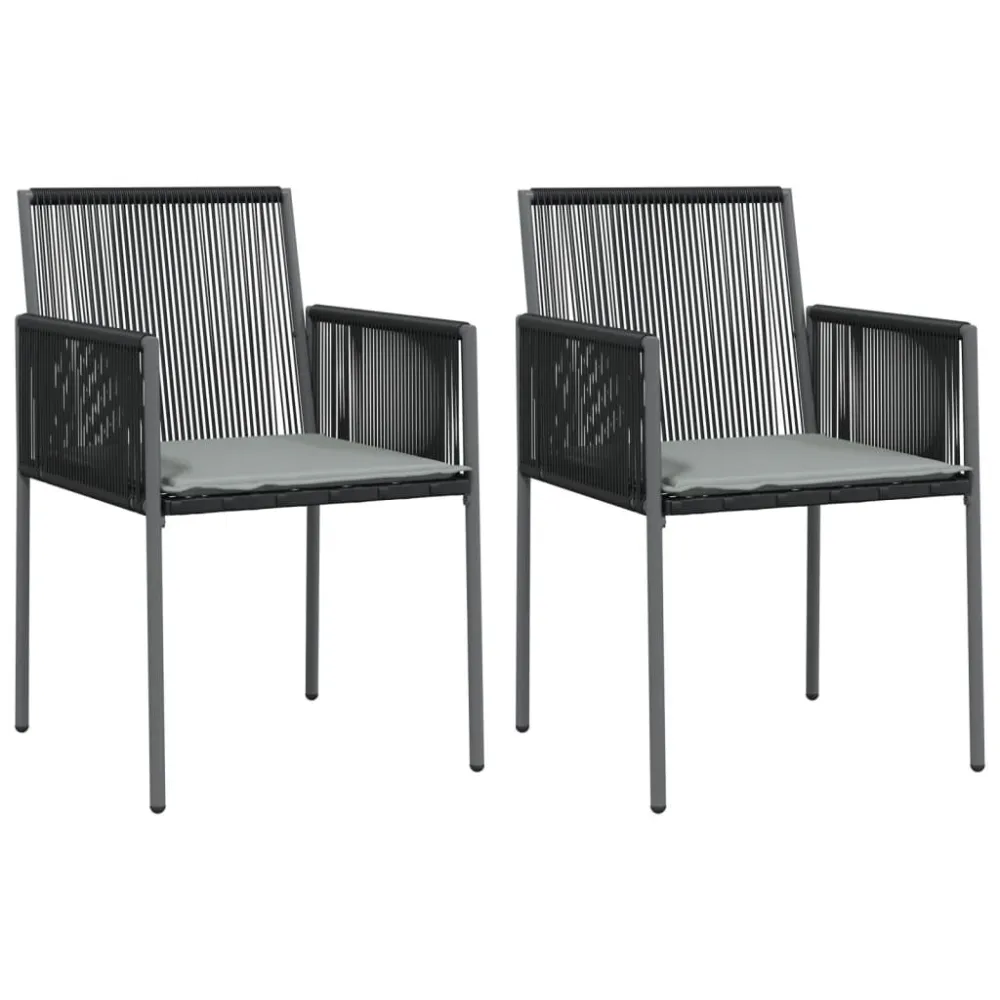 Confortevole Ergonomico Sedie Giardino con Cuscini 2 pz Nere 54x60,5x83,5 cm Polyrattan