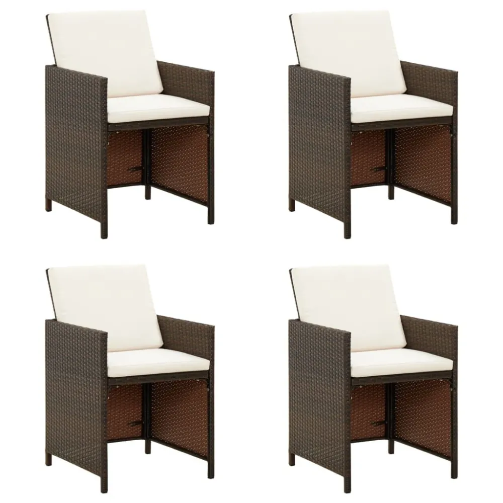 Confortevole Ergonomico Sedie da Giardino con Cuscini 4 pz Polyrattan Marrone