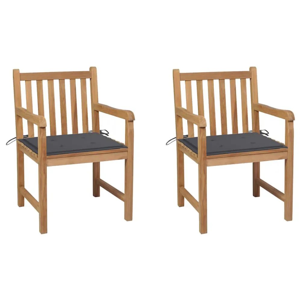 Confortevole Ergonomico Sedie da Giardino 2 pz con Cuscini Antracite Massello di Teak
