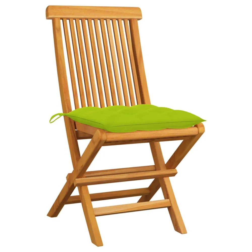 Confortevole Ergonomico Sedie Giardino e Cuscini Verde Brillante 2 pz Massello di Teak
