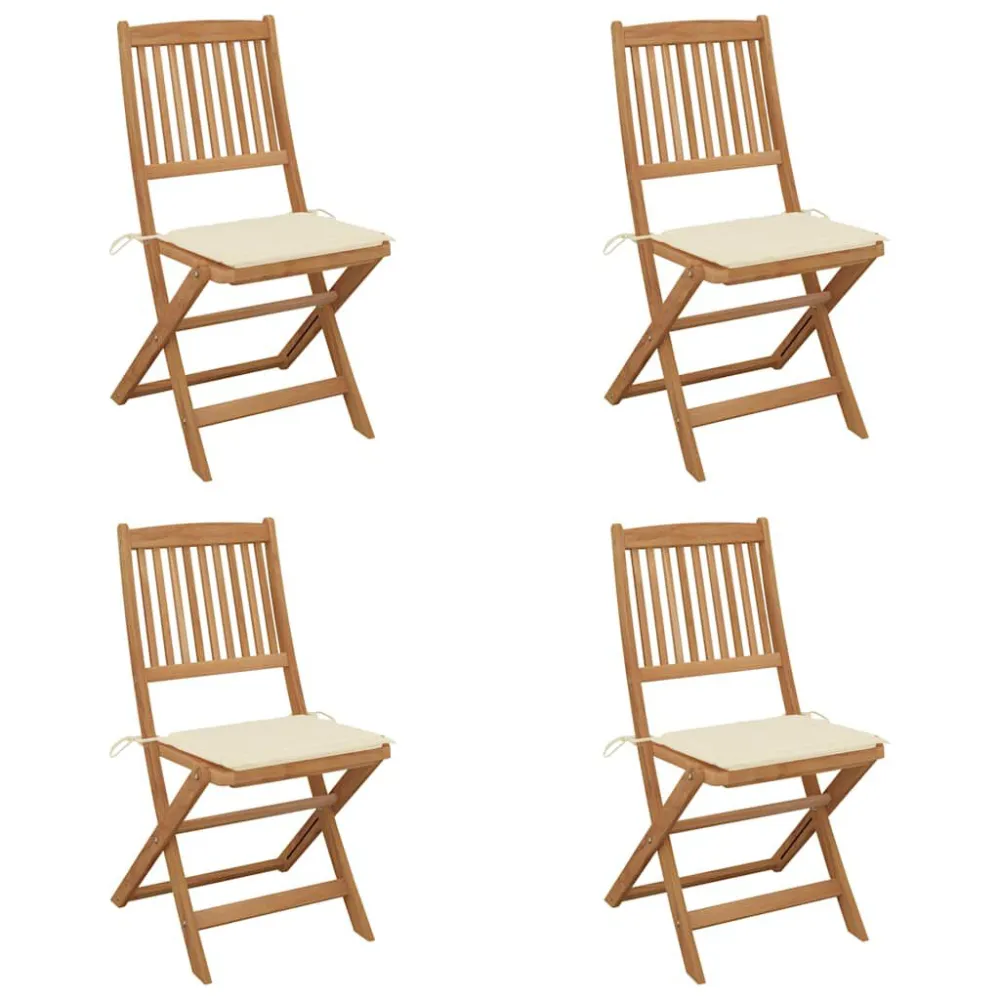 Confortevole Ergonomico Sedie da Giardino Pieghevoli 4 pz con Cuscini Massello Acacia