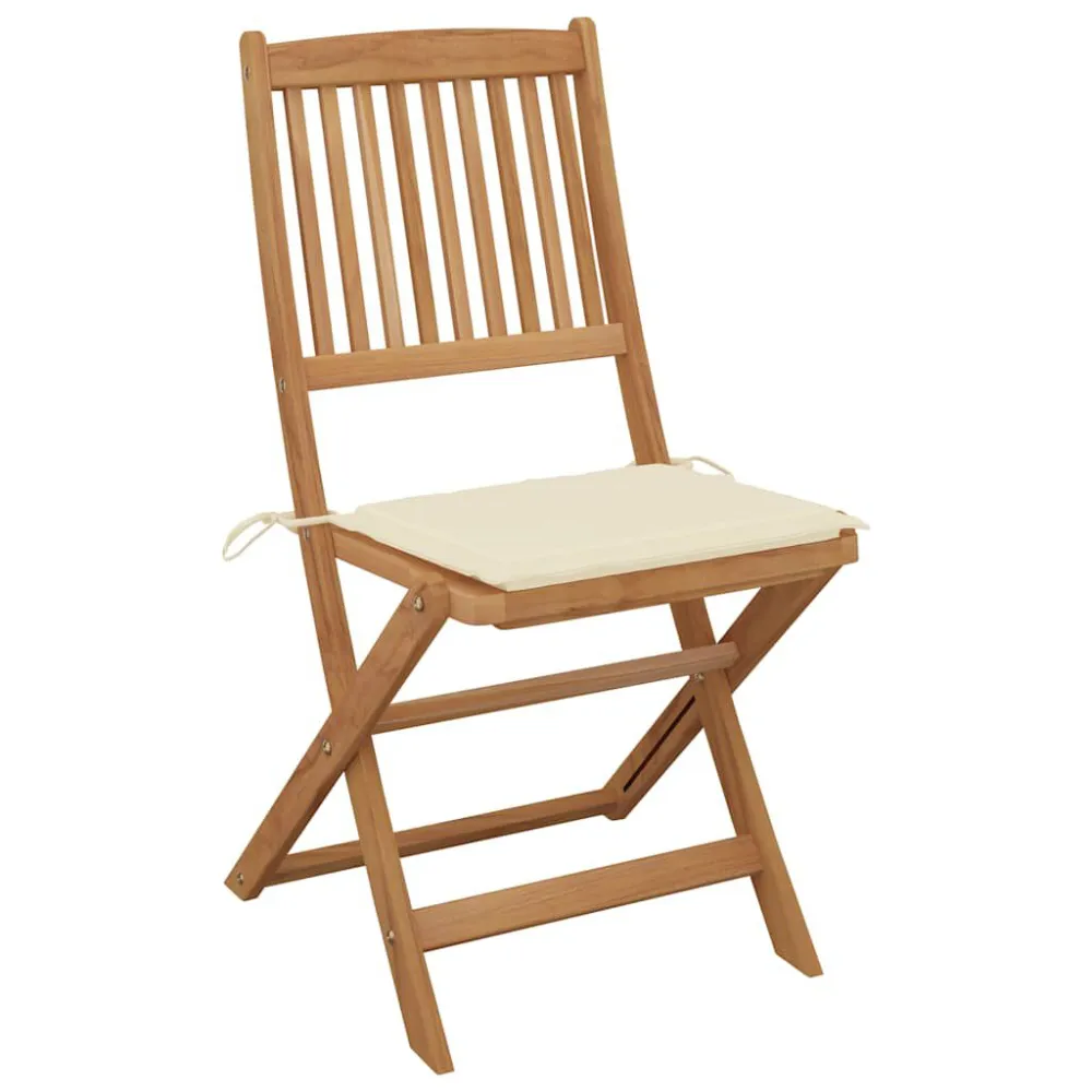 Confortevole Ergonomico Sedie da Giardino Pieghevoli 4 pz con Cuscini Massello Acacia