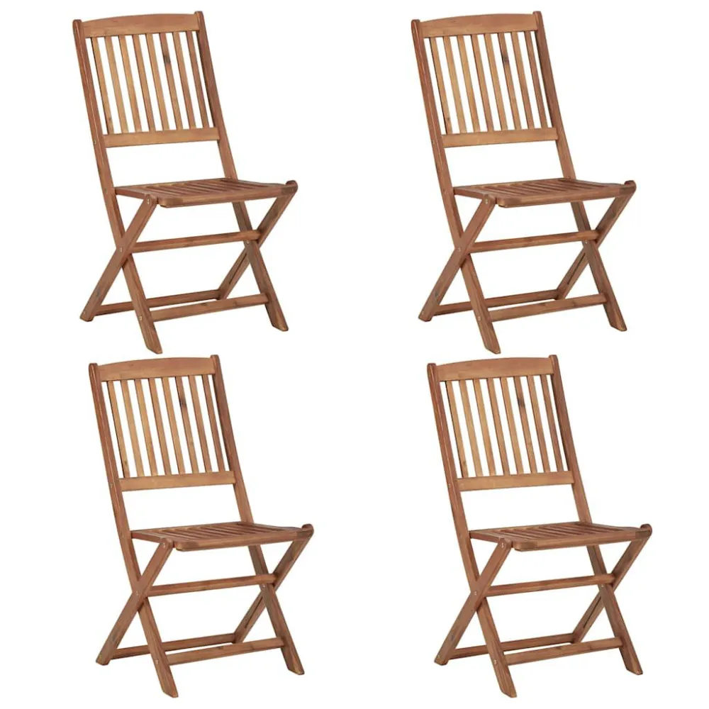 Confortevole Ergonomico Sedie da Giardino Pieghevoli 4 pz con Cuscini Massello Acacia