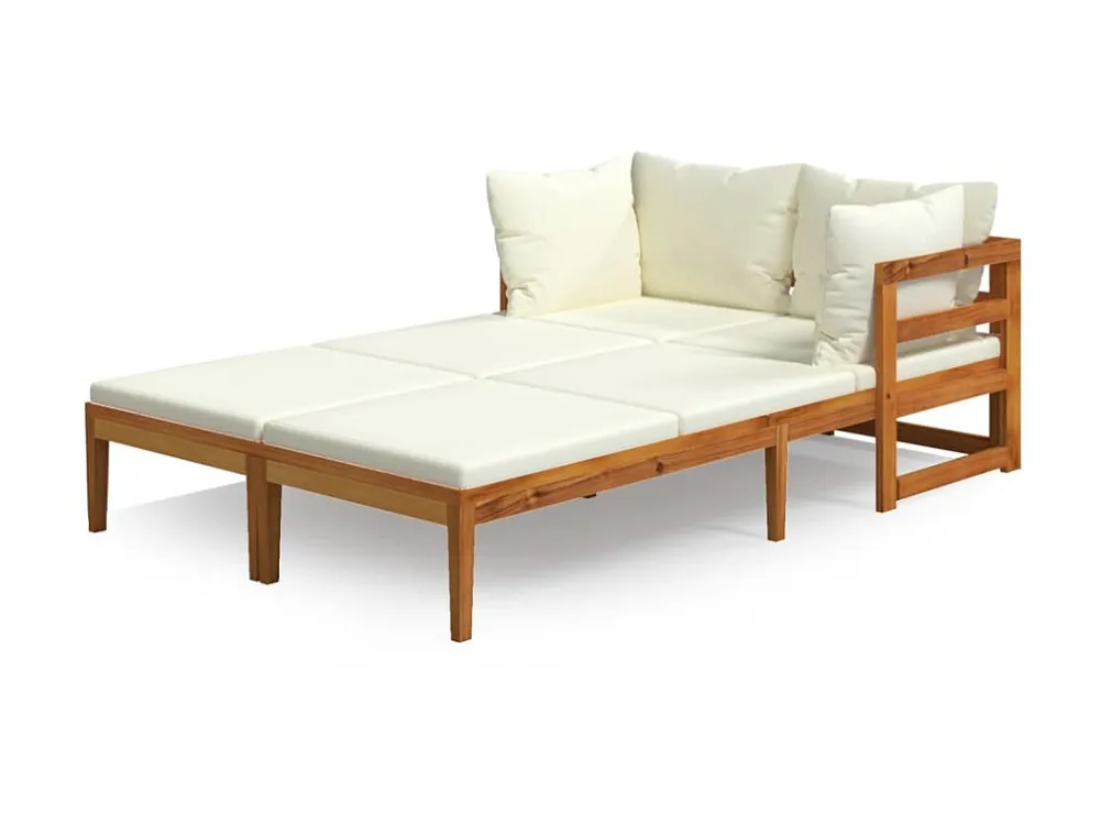 Confortevole Ergonomico Sedie sdraio con cuscini bianco crema, 2 pezzi, massello di acacia