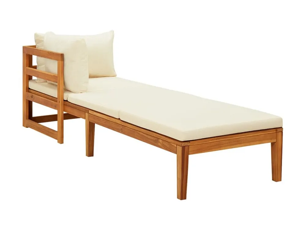 Confortevole Ergonomico Sedie sdraio con cuscini bianco crema, 2 pezzi, massello di acacia