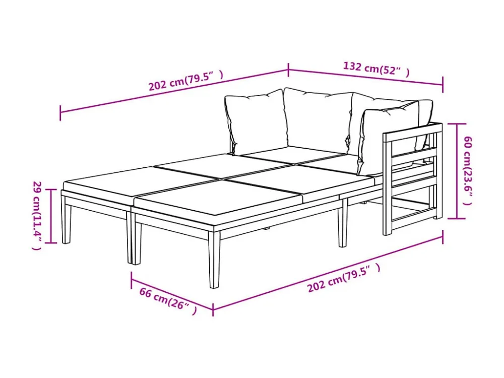 Confortevole Ergonomico Sedie sdraio con cuscini bianco crema, 2 pezzi, massello di acacia