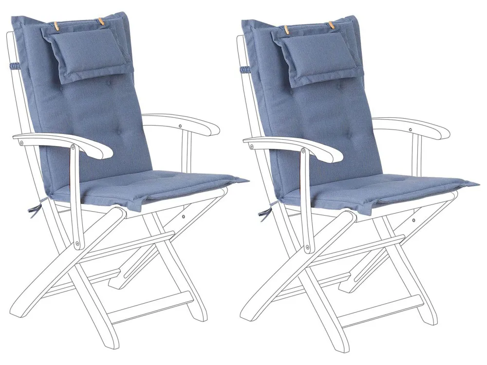 Confortevole Ergonomico Set di 2 cuscini da esterno per seduta / schienale blu MAUI