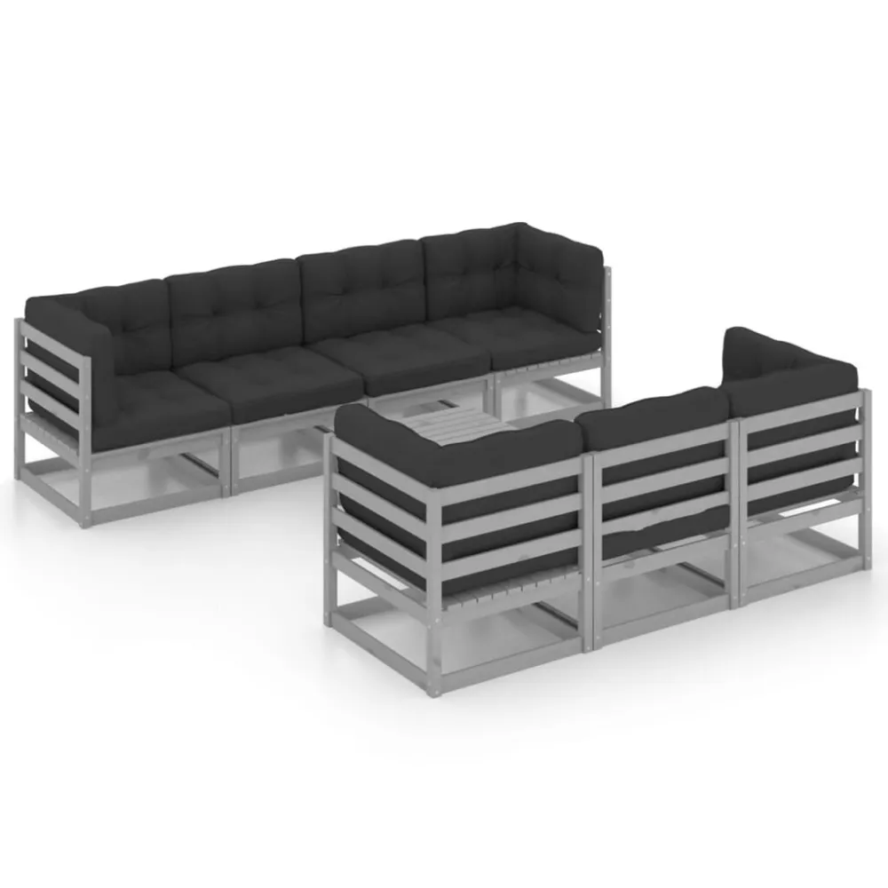 Confortevole Ergonomico Set Divani da Giardino 8 pz con Cuscini Legno Massello Pino