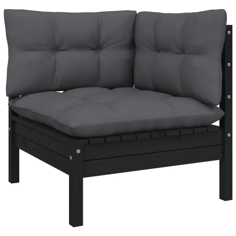 Confortevole Ergonomico Set Divani da Giardino 10 pz con Cuscini Neri Legno di Pino