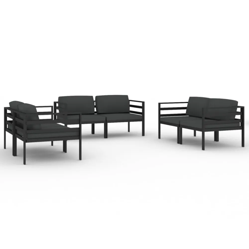 Confortevole Ergonomico Set Divani da Giardino 6 pz con Cuscini Alluminio Antracite