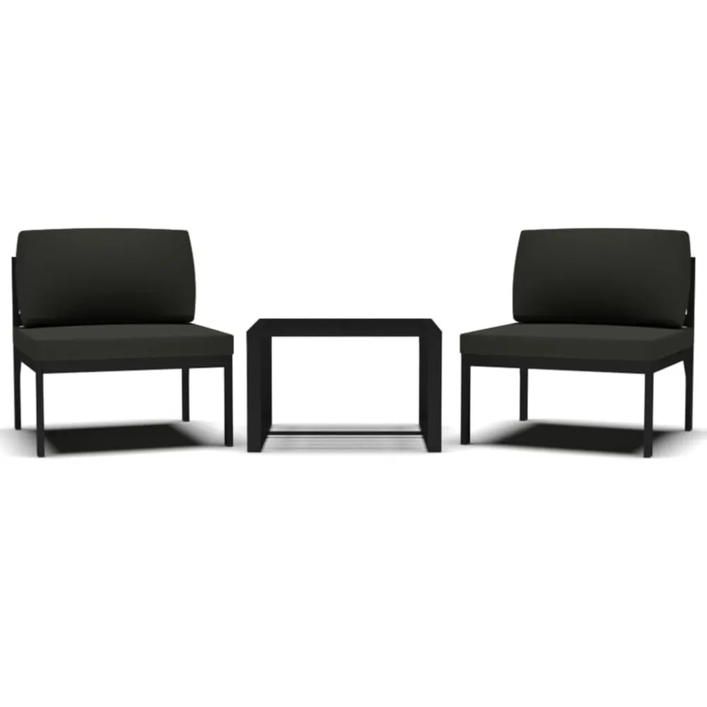 Confortevole Ergonomico Set Divani da Giardino 3 pz con Cuscini Alluminio Antracite