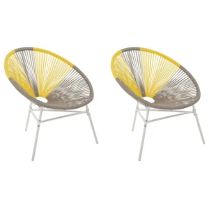 Confortevole Ergonomico Set 2 Garden Chairs ACAPULCO PE Rattan Taupe
