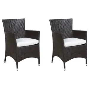 Confortevole Ergonomico Set 2 Garden Chairs Cushions ITALY PE Rattan Dark Brown