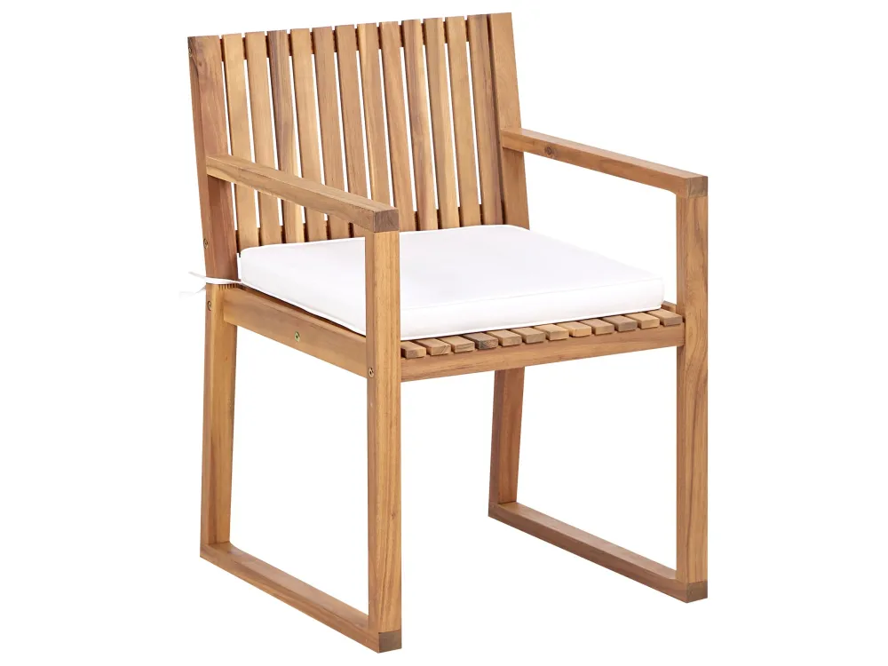 Confortevole Ergonomico Set da giardino legno di acacia 8 posti con cuscini bianco macchiato SASSARI II