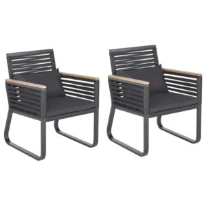 Confortevole Ergonomico Set di 2 sedie da giardino con cuscini CANETTO Metallo Nero