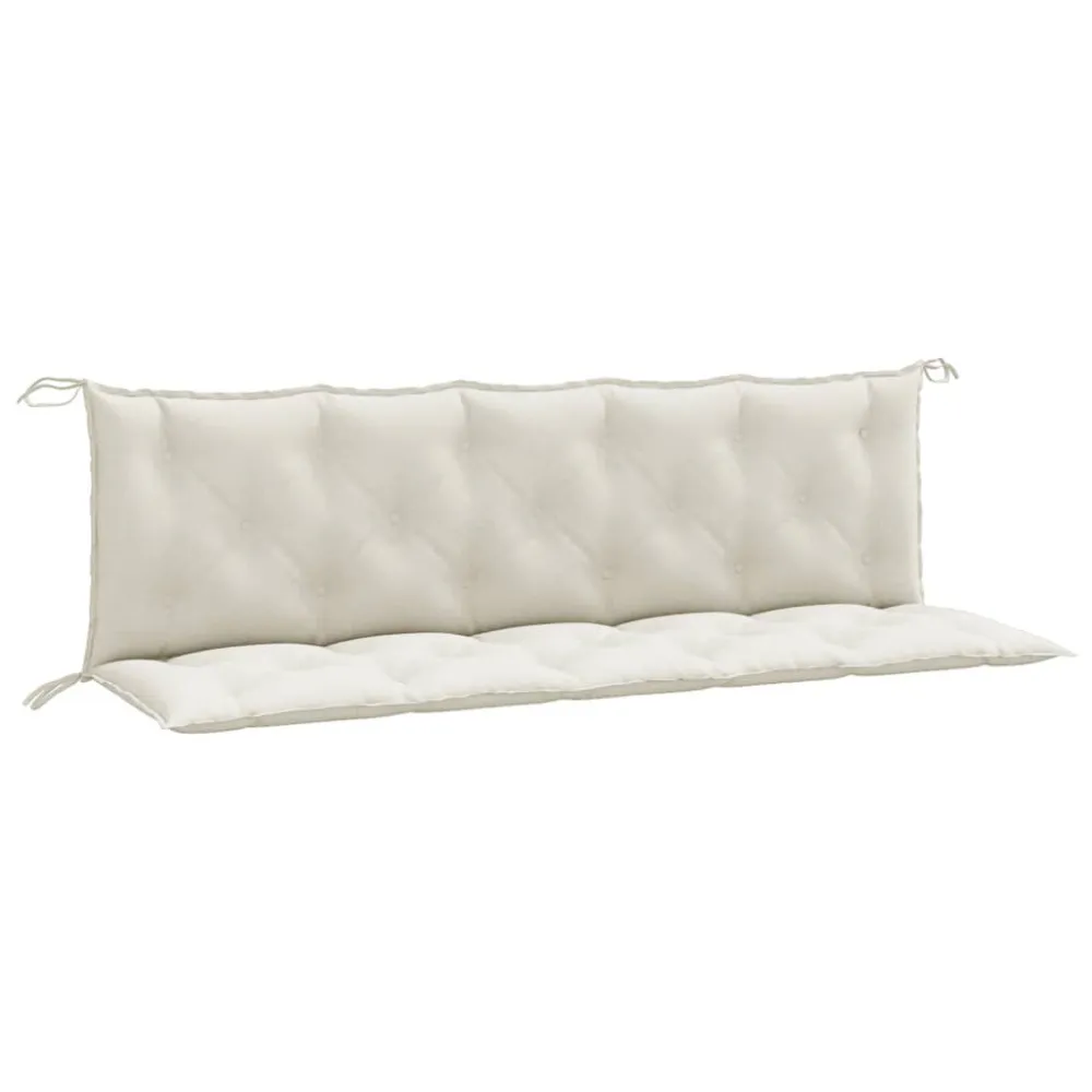 Cuscini Panca Giardino 2pz Crema Mélange 180x50x7 cm Tessuto Legno Massello