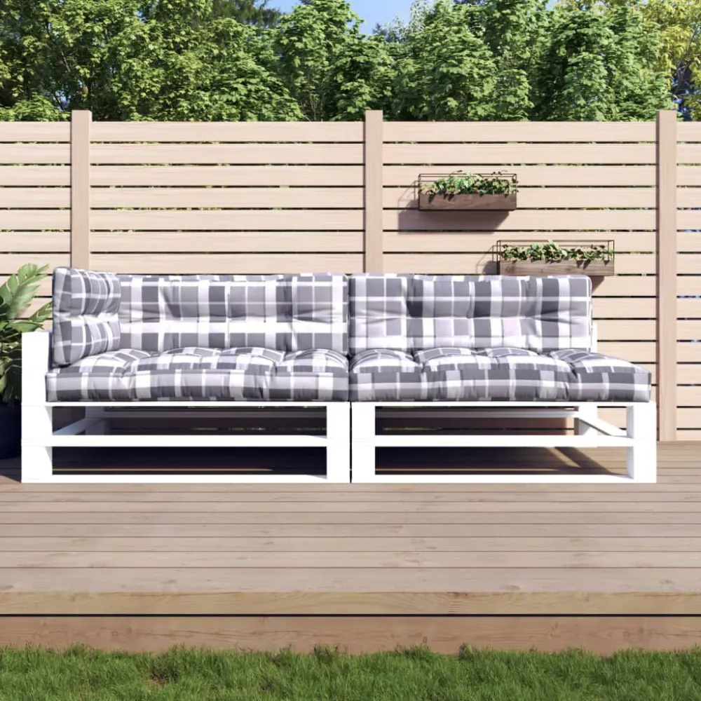 Cuscini per Pallet 5 pz Grigi Quadri Tessuto con Cuscino Estraibile