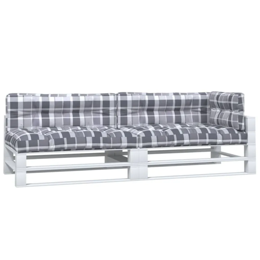 Cuscini per Pallet 5 pz Grigi Quadri Tessuto con Cuscino Estraibile