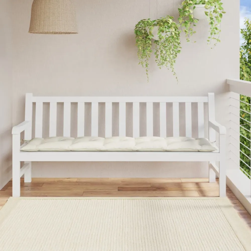 Cuscino Panca da Giardino Crema Mélange 180x50x7 cm Tessuto per Relax all'Aperto