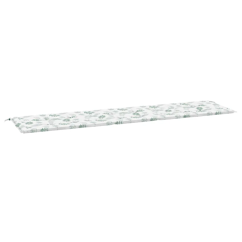 Cuscino Panca da Giardino Motivo Foglie 200x50x3 cm Tessuto con Schienale Regolabile