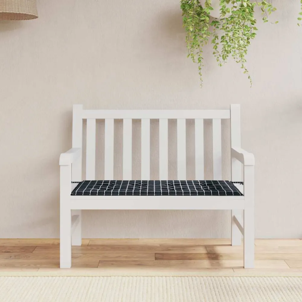 Cuscino Panca Giardino Quadri Nero 100x50x3 cm Tessuto Oxford Materiale Alluminio Anodizzato