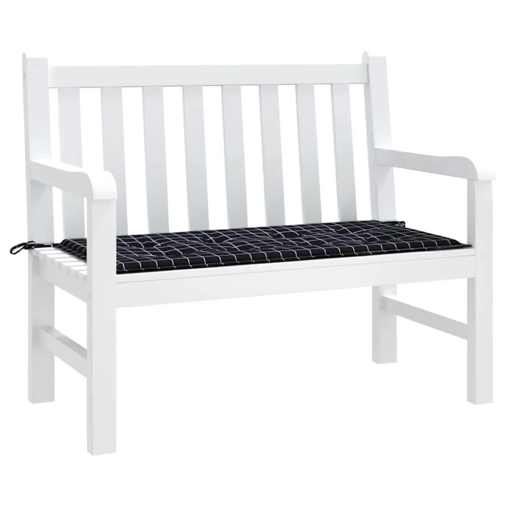 Cuscino Panca Giardino Quadri Nero 100x50x3 cm Tessuto Oxford Materiale Alluminio Anodizzato
