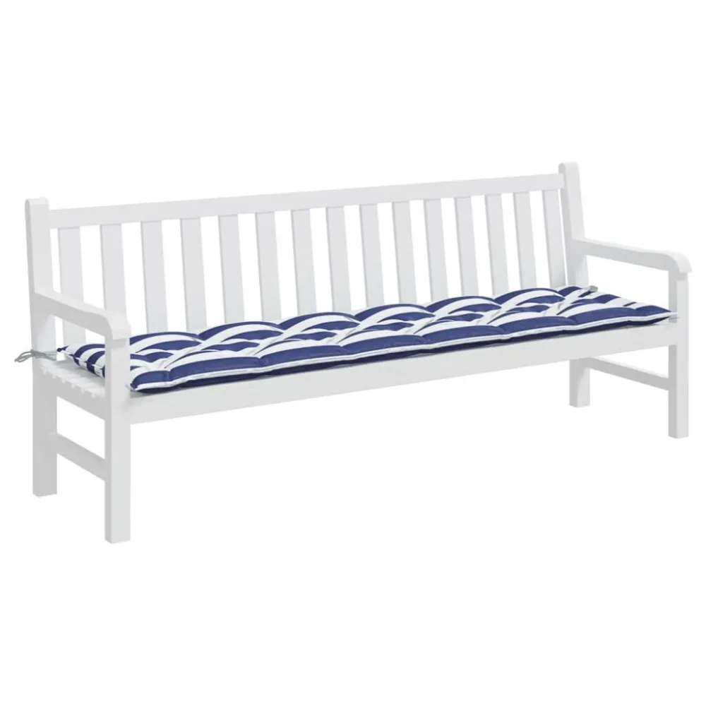 Cuscino Panca Giardino Righe Bianche e Blu 200x50x7 cm Tessuto | Pieghevole e Leggera