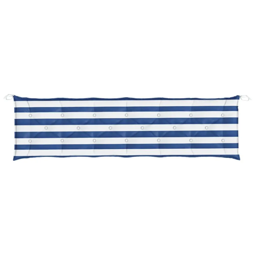 Cuscino Panca Giardino Righe Bianche e Blu 200x50x7 cm Tessuto | Pieghevole e Leggera