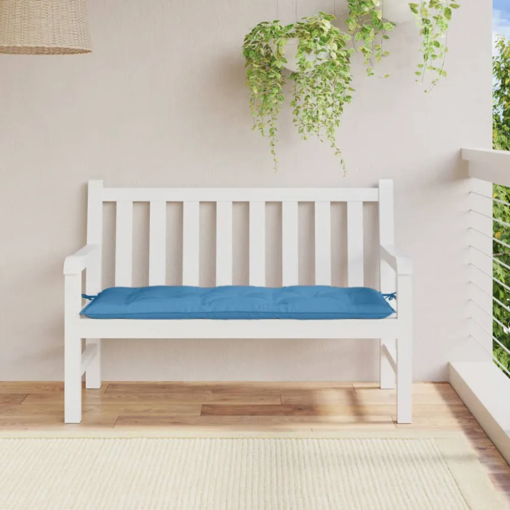 Cuscino per Panca da Giardino Blu Mélange 120x50x7cm Tessuto | Pieghevole e Leggera