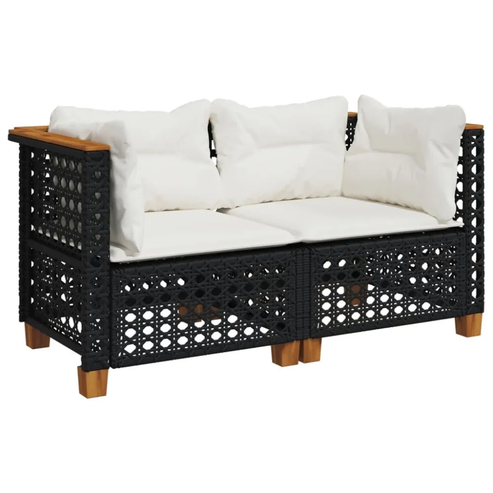 Design Esclusivo Divani Angolari da Giardino con Cuscini 2pz Polyrattan Nero