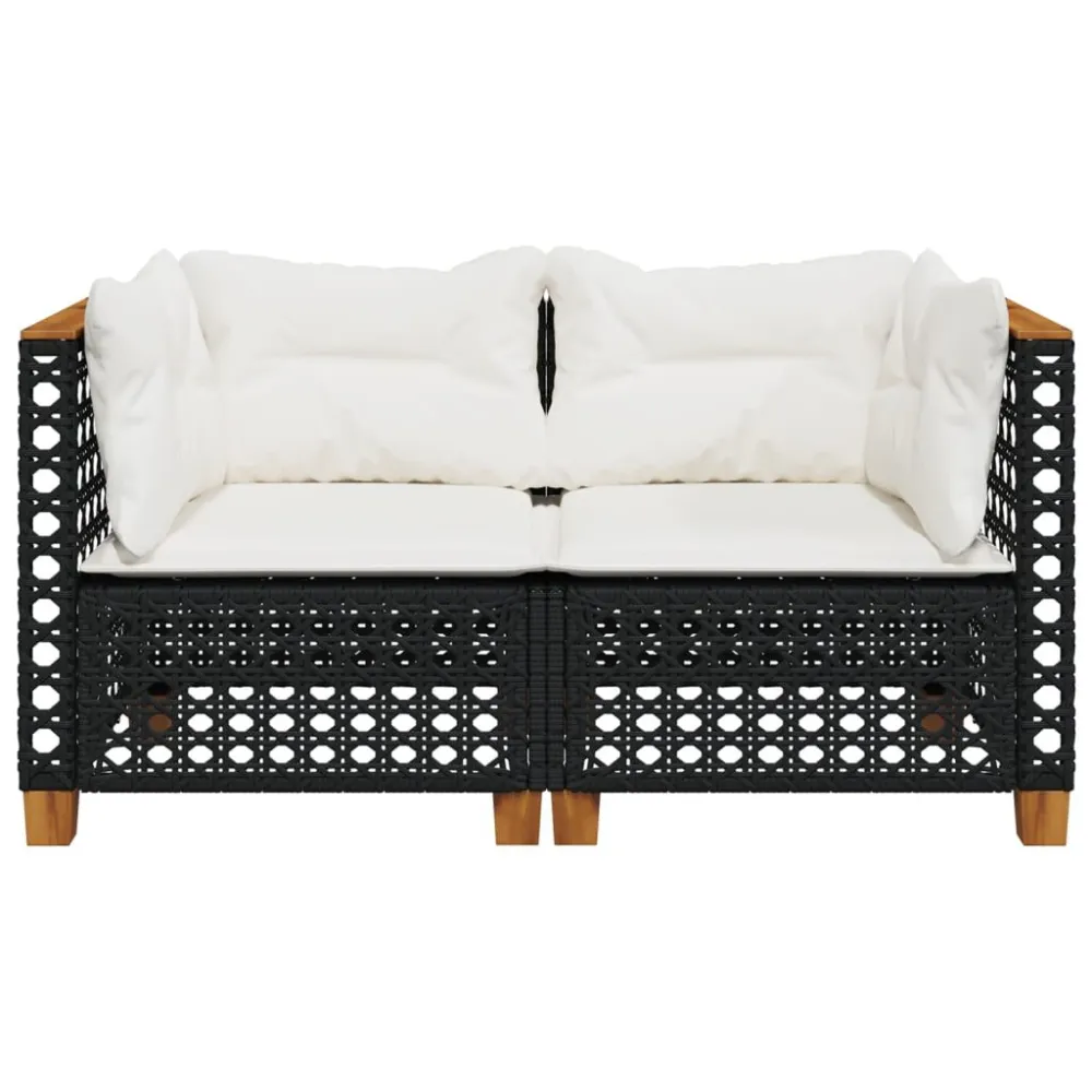 Design Esclusivo Divani Angolari da Giardino con Cuscini 2pz Polyrattan Nero