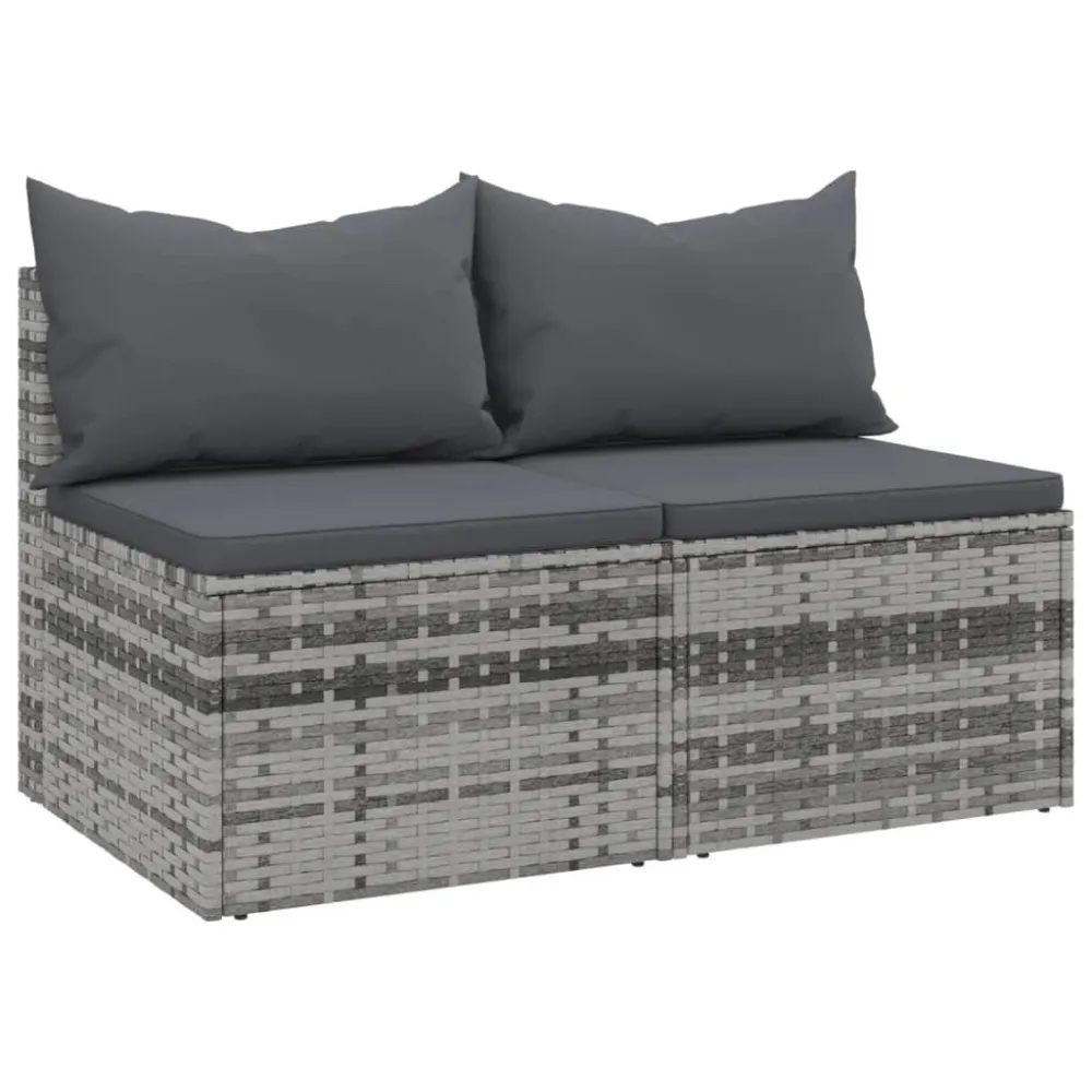 Design Esclusivo Divani Centrali da Giardino con Cuscini 2pz Polyrattan Grigio