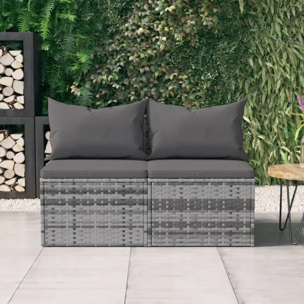 Design Esclusivo Divani Centrali da Giardino con Cuscini 2pz Polyrattan Grigio