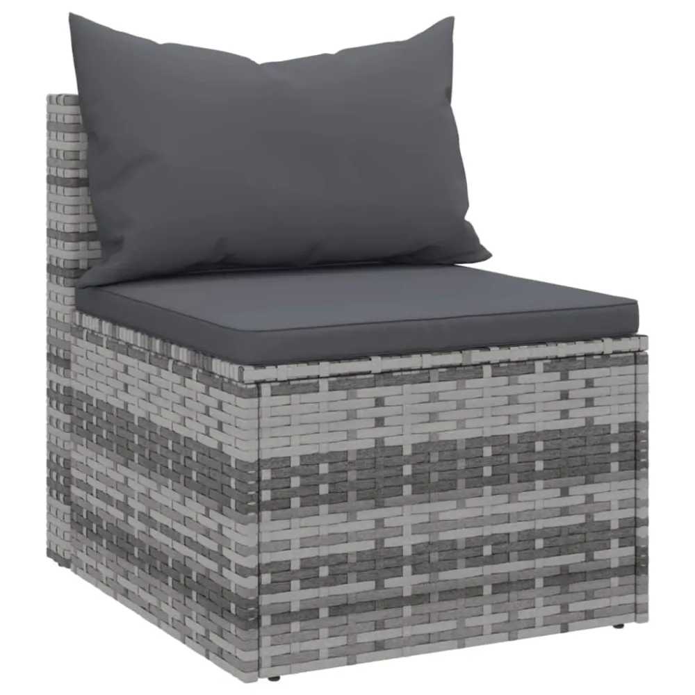 Design Esclusivo Divani Centrali da Giardino con Cuscini 2pz Polyrattan Grigio
