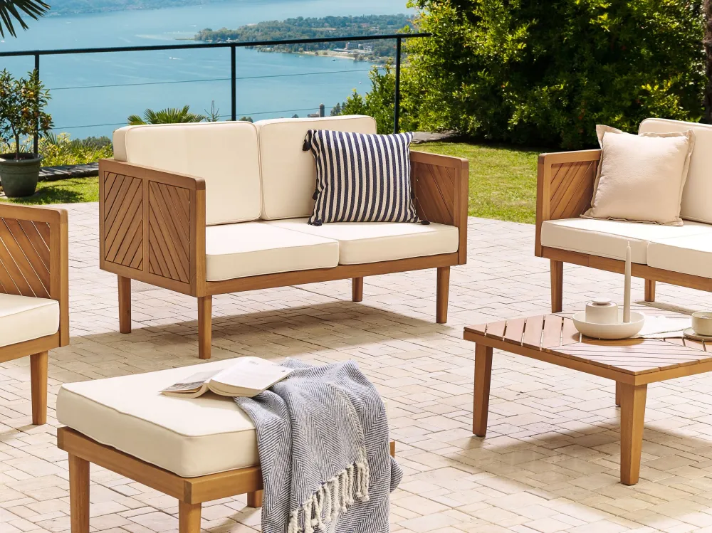 Design Esclusivo Garden Sofa BARATTI Acacia Wood Light Wood 2 Seater