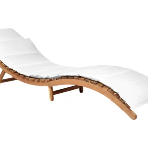 Design Esclusivo Lettino da giardino legno con cuscino bianco LUINO