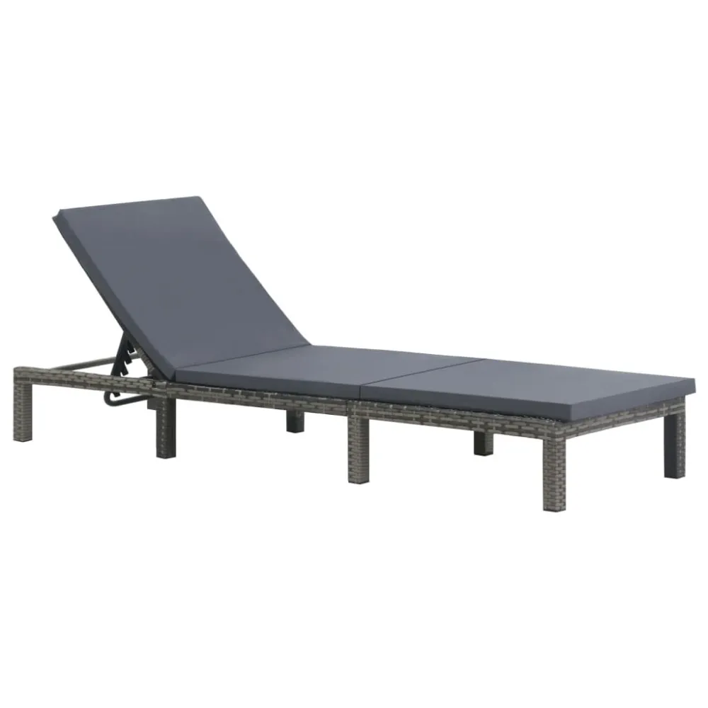 Design Esclusivo Lettino Prendisole con Cuscino Polyrattan Antracite