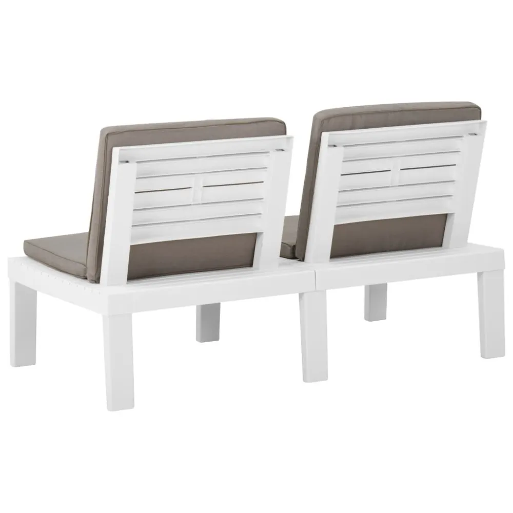 Design Esclusivo Panchina da Giardino con Cuscino Plastica Bianca