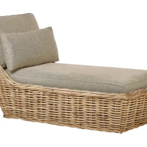 Design Esclusivo Rattan Sun Lounger Cushion Taupe BELSITO