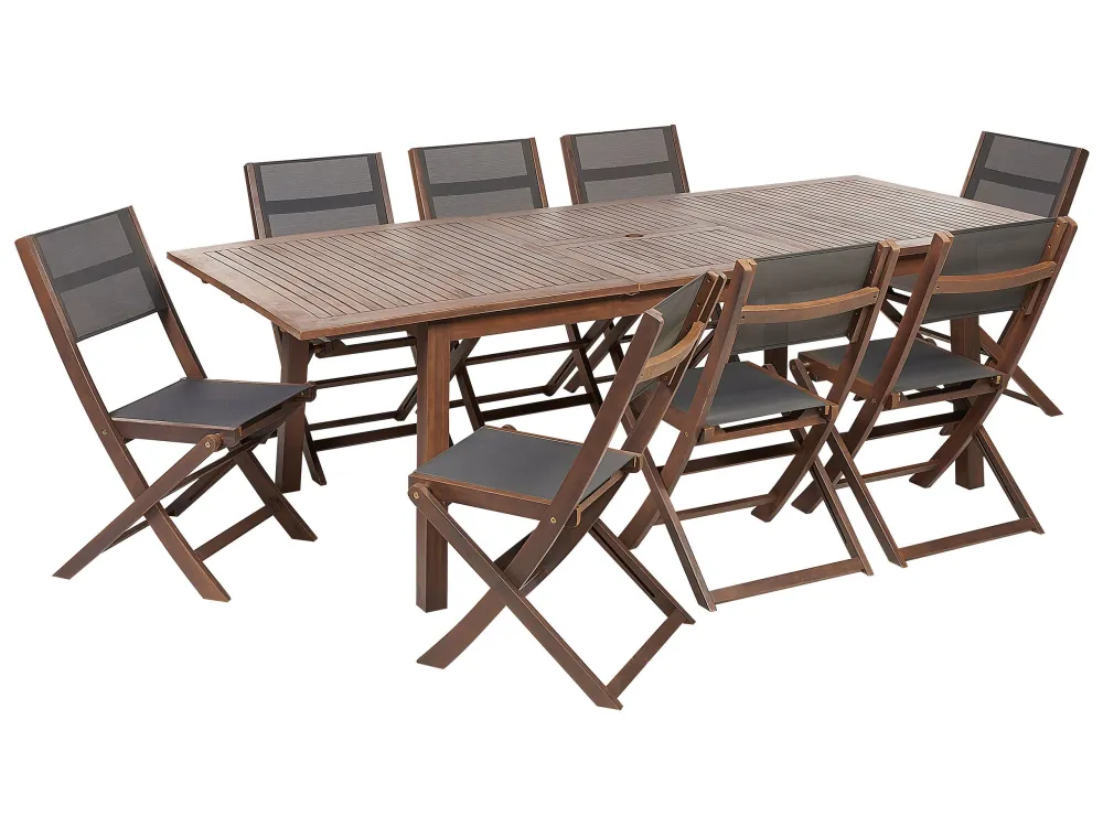Design Esclusivo 8 Seater Acacia Garden Dining Set Dark Wood CESANA