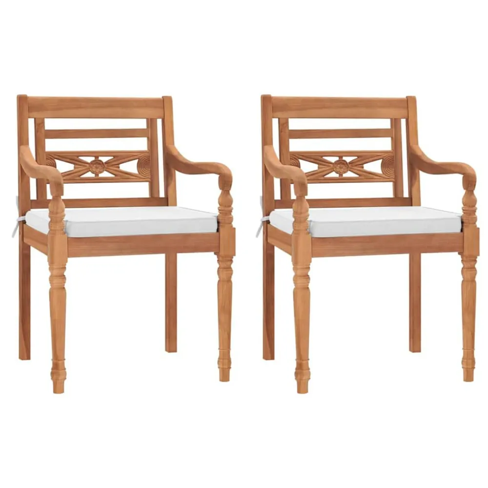 Design Esclusivo Sedie Batavia 2 pz con Cuscini Legno Massello di Teak