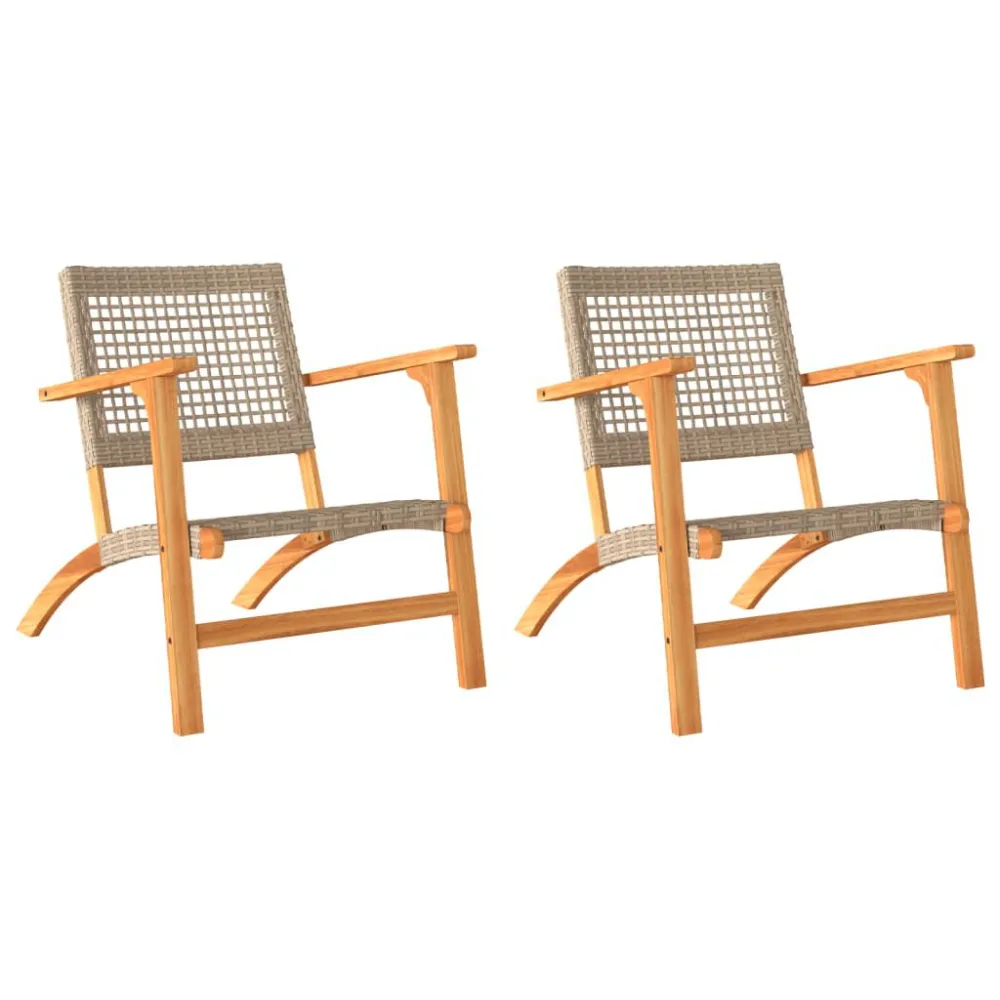 Design Esclusivo Sedie da Giardino 2pz Camoscio Polyrattan e Legno di Acacia