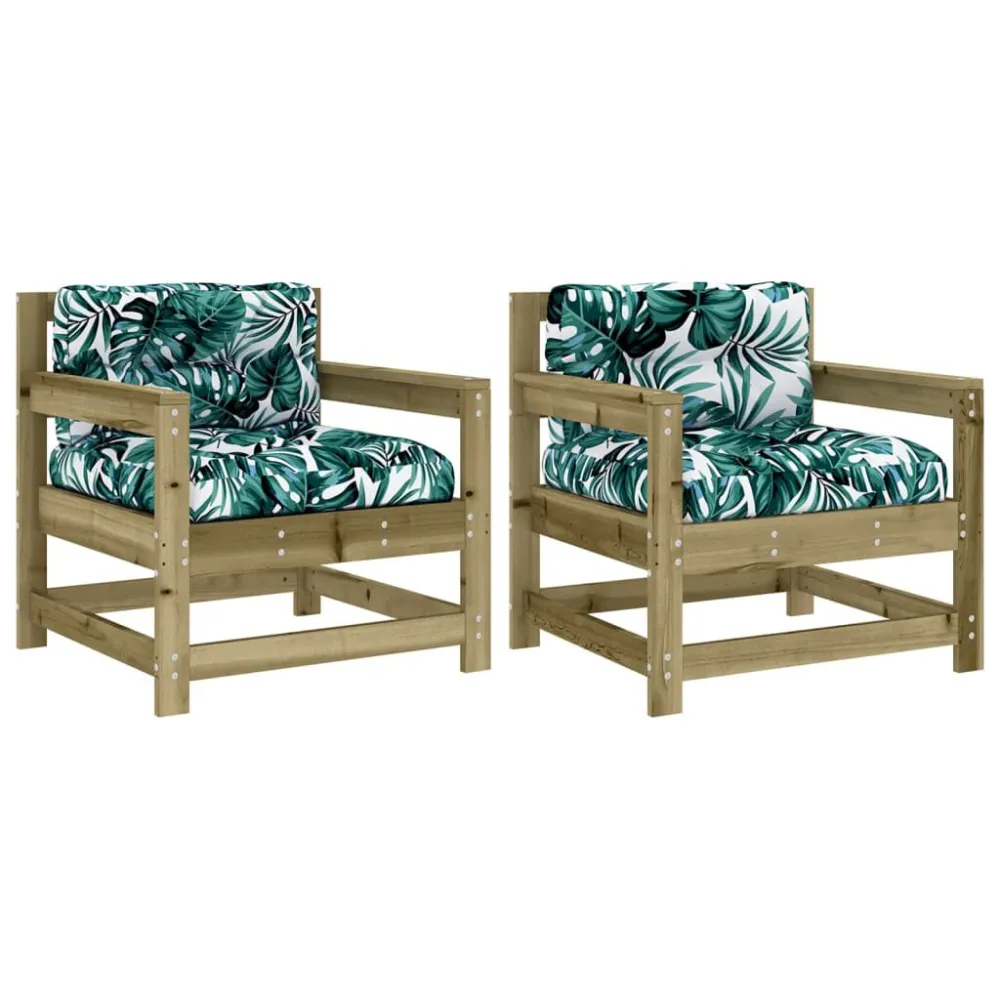 Design Esclusivo Sedie da Giardino con Cuscini 2 pz Legno Impregnato di Pino