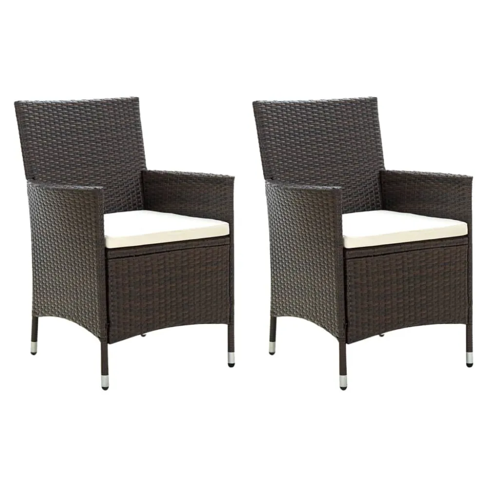 Design Esclusivo Sedie da Giardino 2 pz con Cuscini Polyrattan Marrone