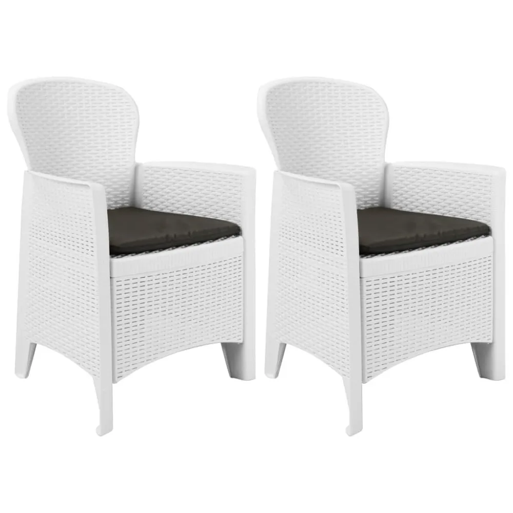 Design Esclusivo Sedie da Giardino 2 pz Cuscino Bianche Plastica Stile Rattan