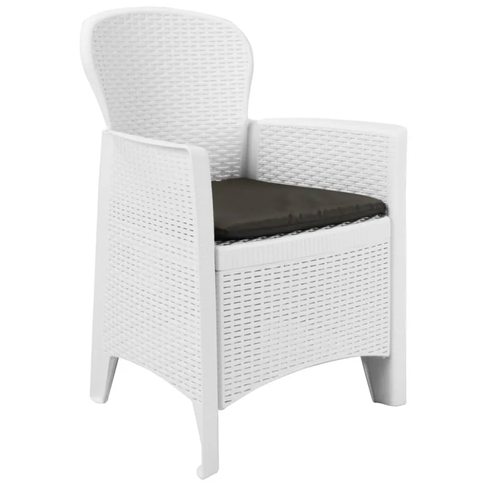 Design Esclusivo Sedie da Giardino 2 pz Cuscino Bianche Plastica Stile Rattan