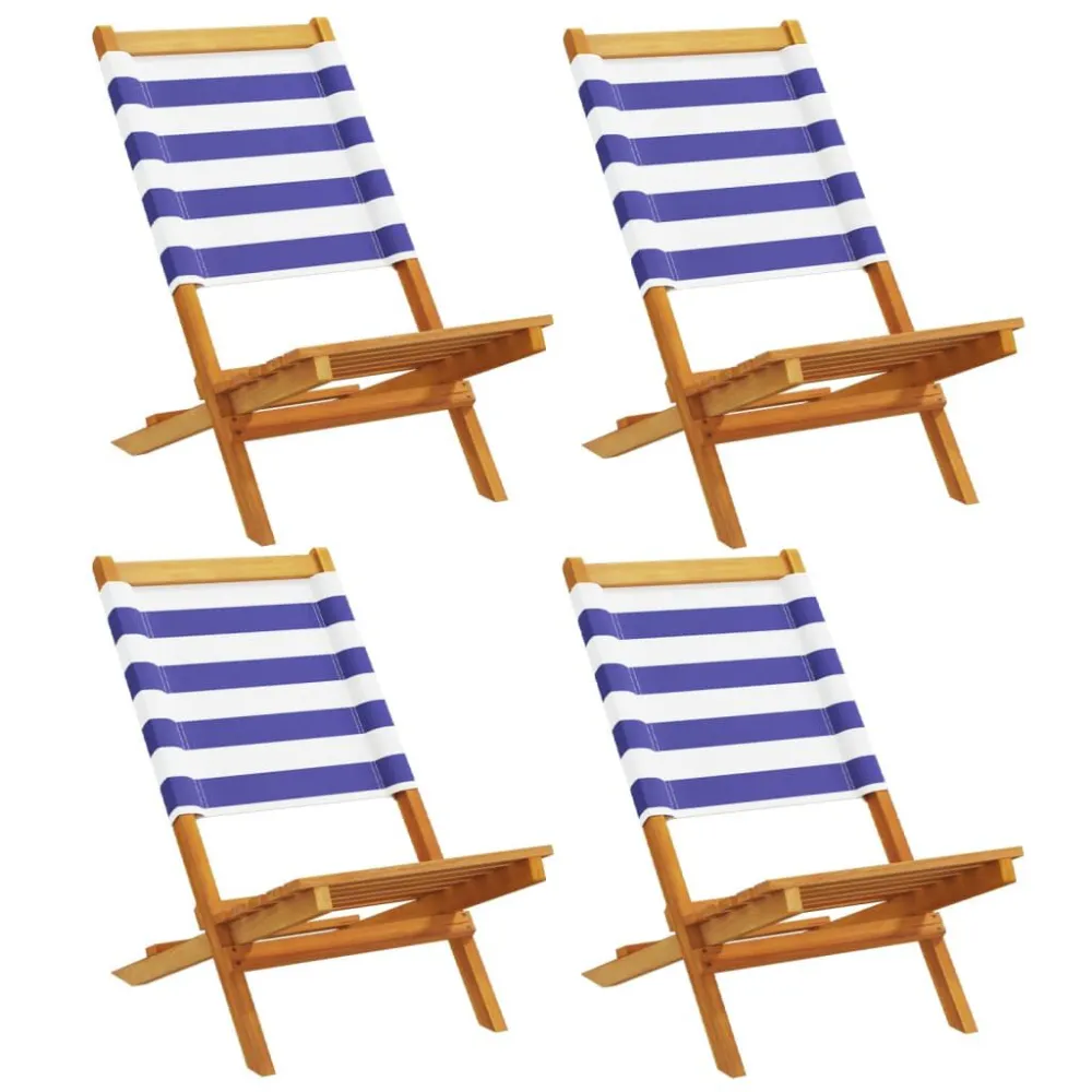 Design Esclusivo Sedie da Giardino Pieghevoli 4pz Blu e Bianco Tessuto e Legno