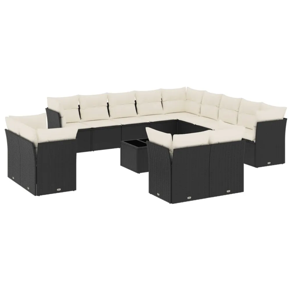Design Esclusivo Set Divani da Giardino 14pz con Cuscini Polyrattan Nero