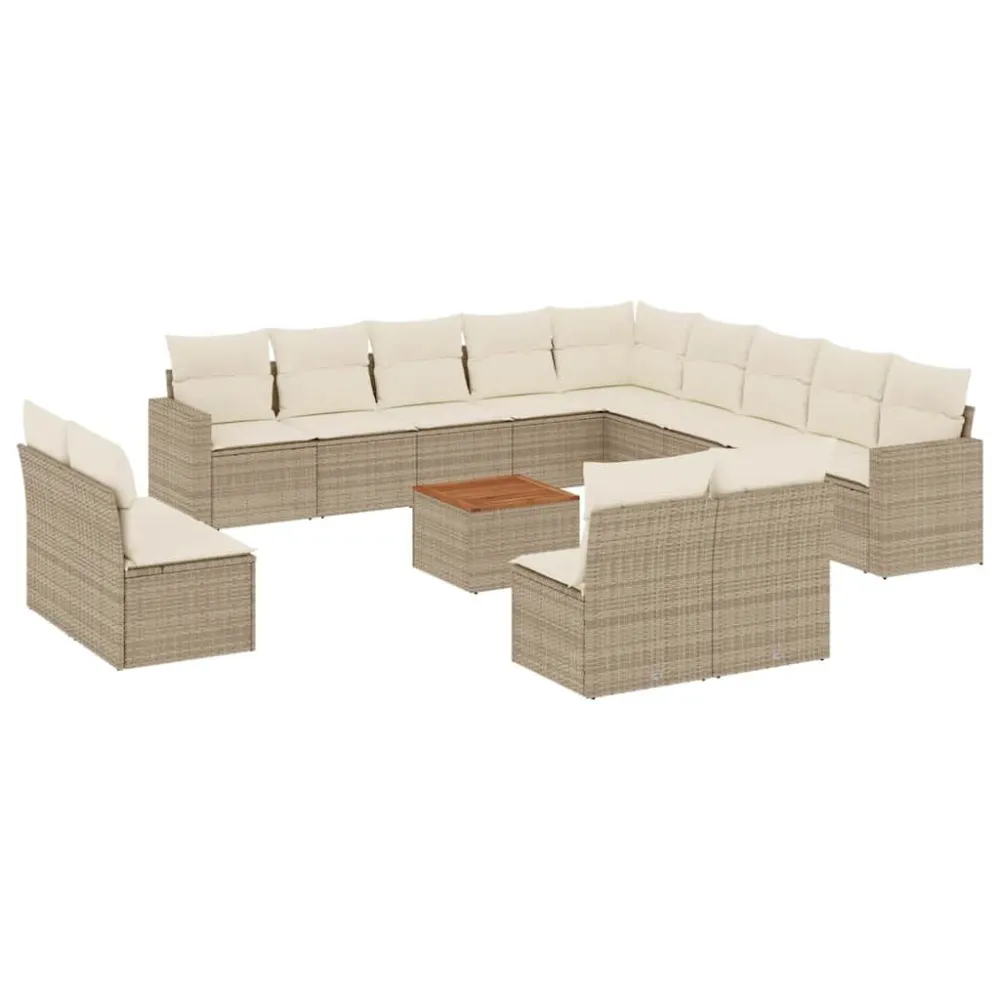 Design Esclusivo Set Divani da Giardino 14pz con Cuscini Polyrattan Nocciola