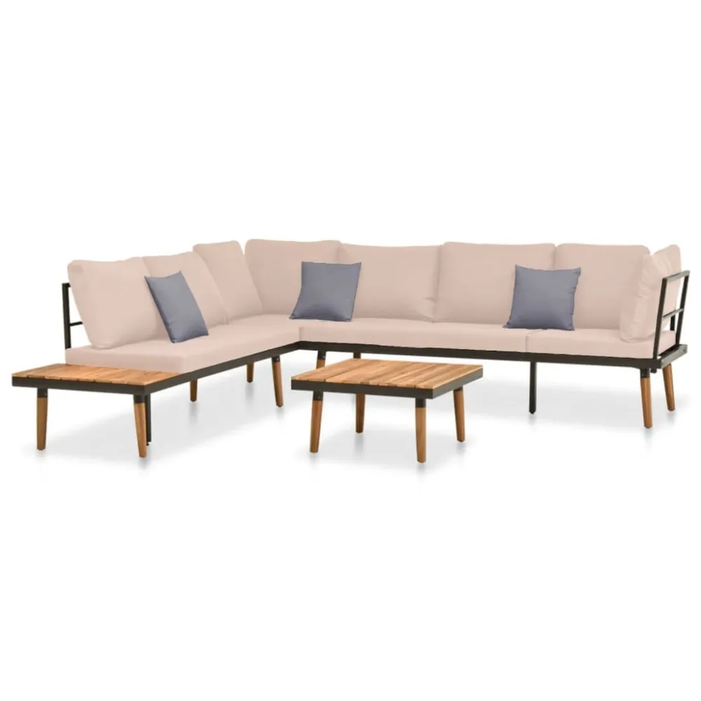 Design Esclusivo Set Divani da Giardino 4pz con Cuscini Legno Massello Acacia